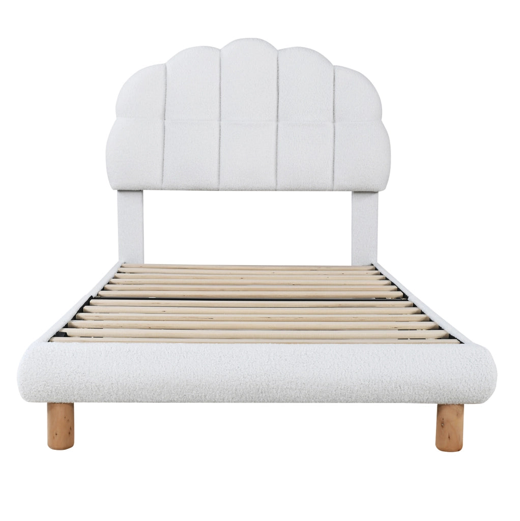 Letto Singolo Imbottito per Bambini 90x200 cm con Rete a Doghe in Legno, Bianco