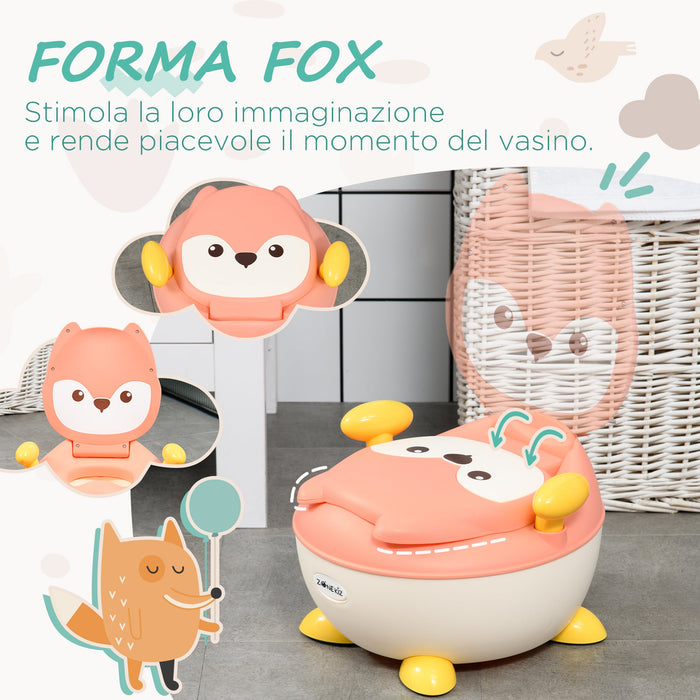 Vasino per Bambini 34,5x35x23 cm con Schienale Vaschetta Rimovibile e Braccioli Rosa