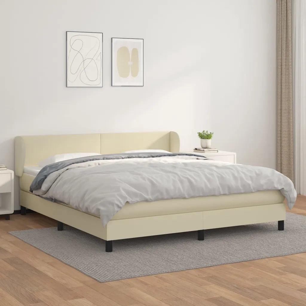 Giroletto a Molle con Materasso Crema 160x200 cm in Similpelle 3127201