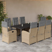 Set Pranzo da Giardino 9 pz con Cuscini Beige Misto Polyrattan 3212409