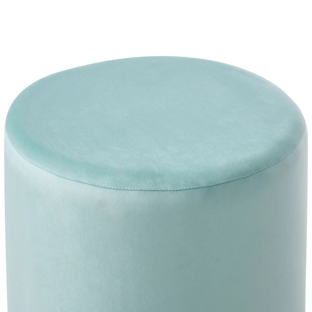 Pouf ottomana poggiapiedi rotondo in velluto verde menta soggiorno