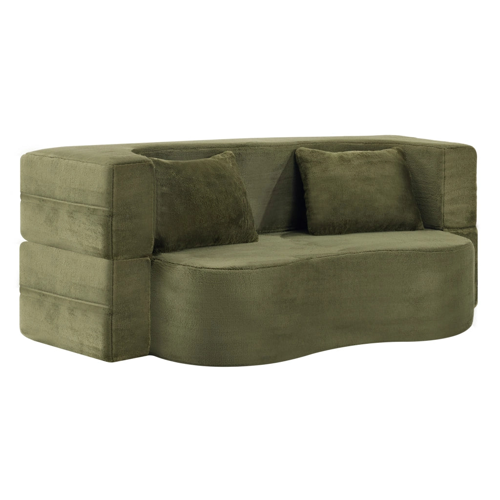 Divano letto due posti - Zephmum - Fodera in cotone - Verde - Pieghevole senza montaggio