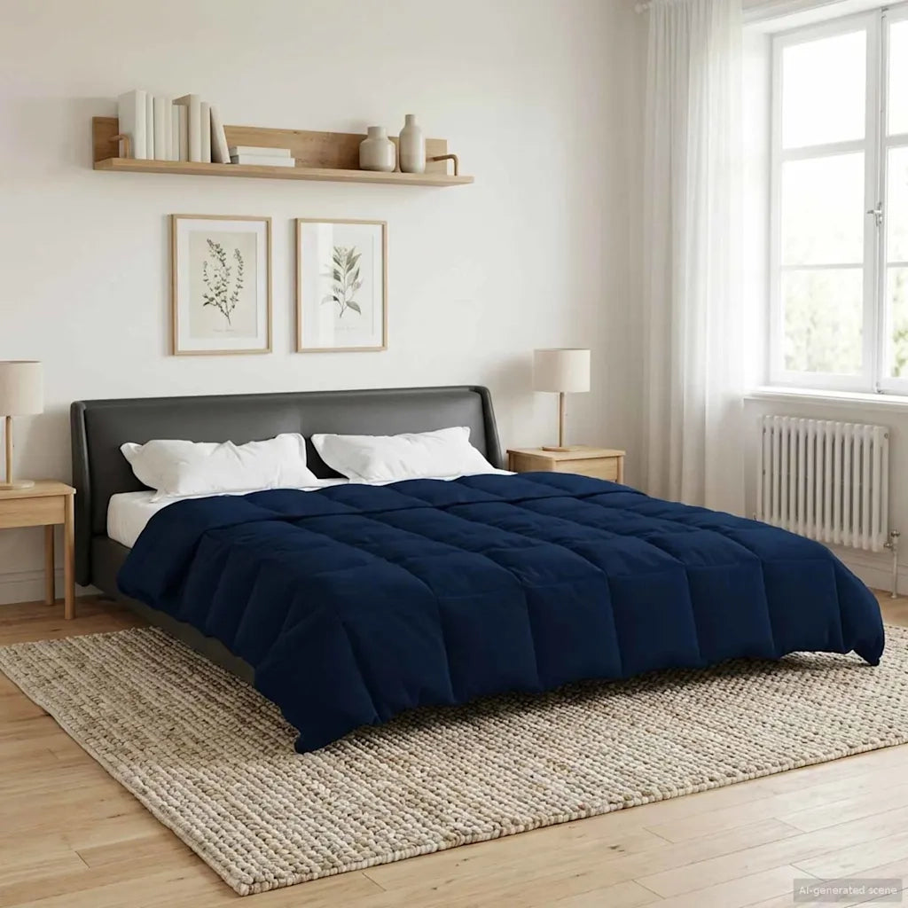 Piumone | Duvet Estivo Trapuntato Blu Scuro 200 x 200 cm Microfibra