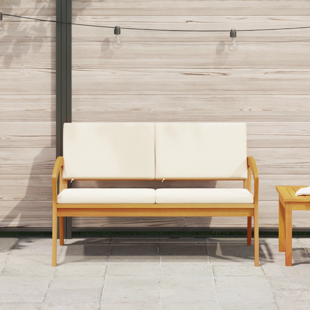 Panchina da giardino con cuscini 115x70x72 cm in legno massello di acacia