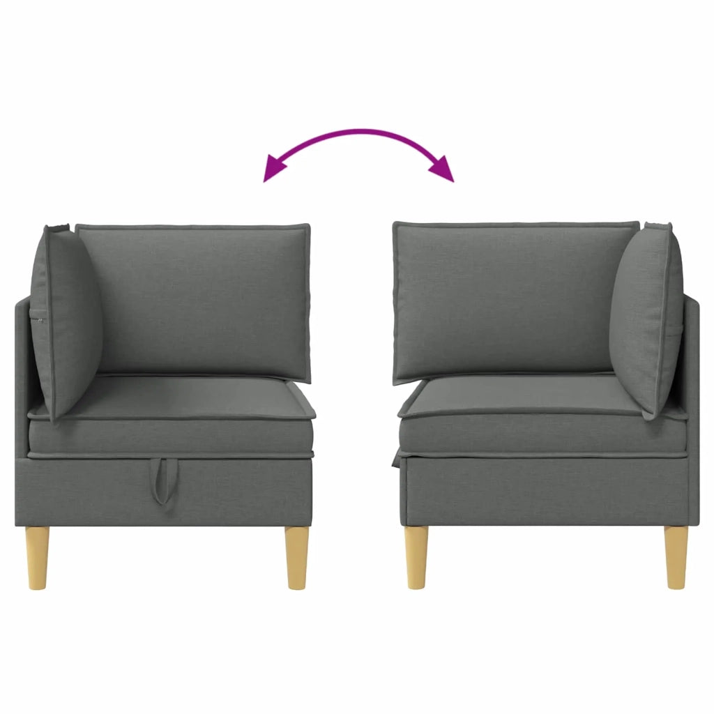 Divano ad Angolo con Storage Grigio Scuro Tessuto