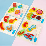 Trade Shop - Puzzle 3d Blocchi Legno Educativo Colorato Gioco Bambini Verdure Frutti Mare -