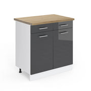 Vicco Mobiletto base per cucina Antracite lucido 80 cm , PL Rovere