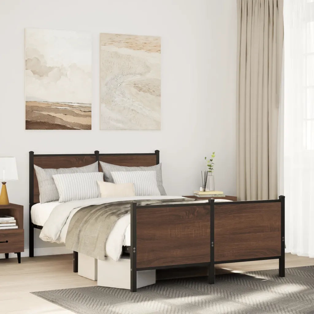 Giroletto senza Materaso in Metallo Rovere Marrone 137x190 cm 4007782