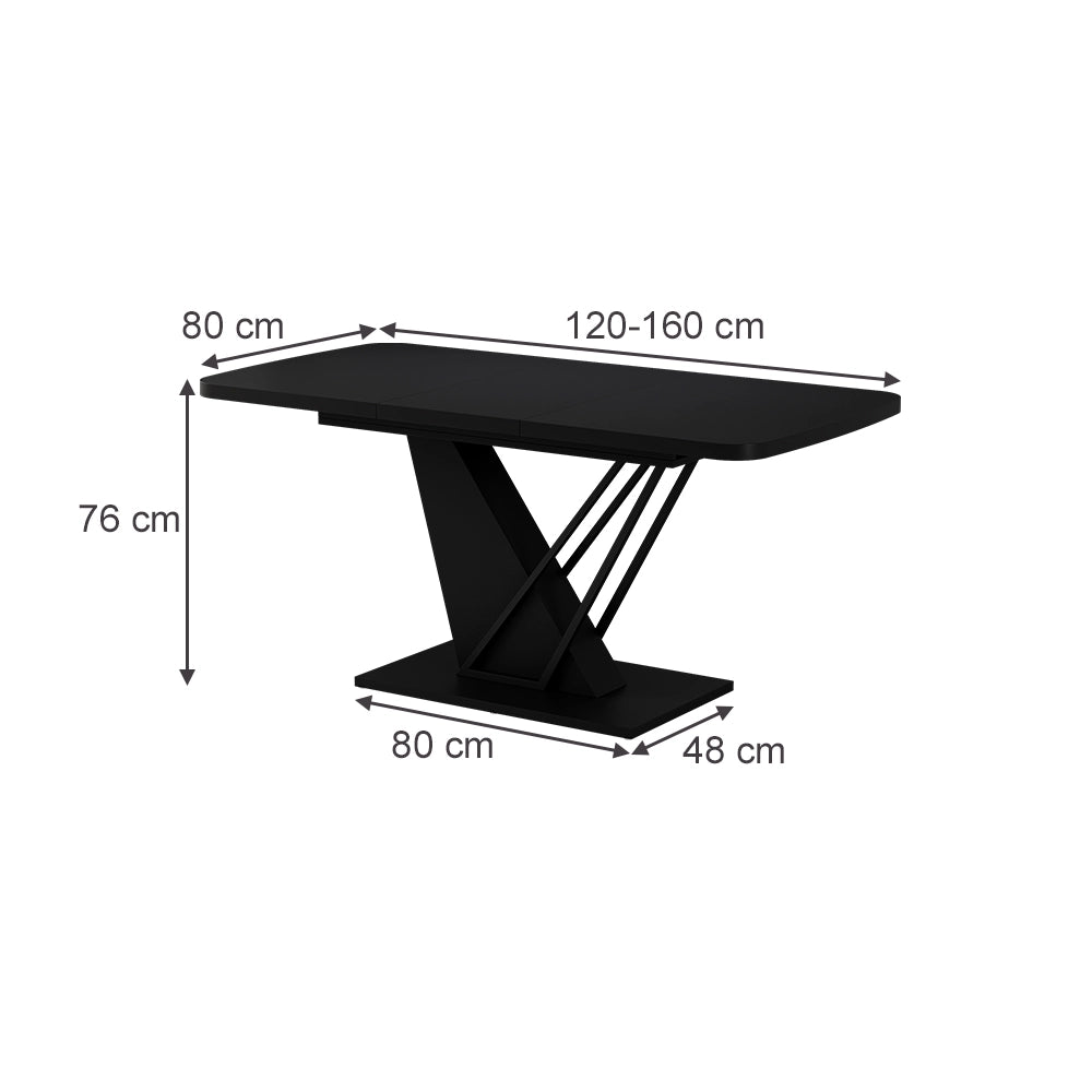 Vicco tavolo da pranzo allungabile Nero 120 x 80 cm estensibile