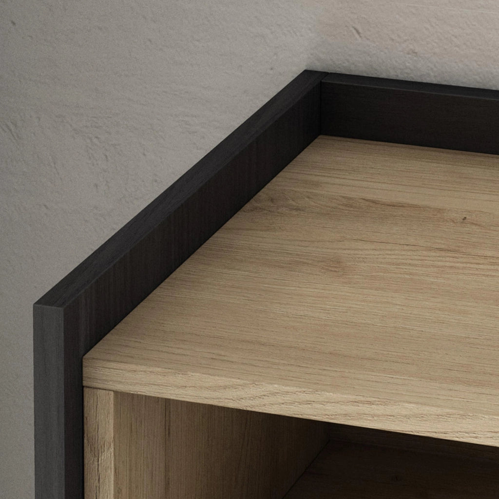 Mobile TV Soggiorno, 207x50x35 cm, Per TV fino a 80", Sospeso, da appendere, Rovere e nero