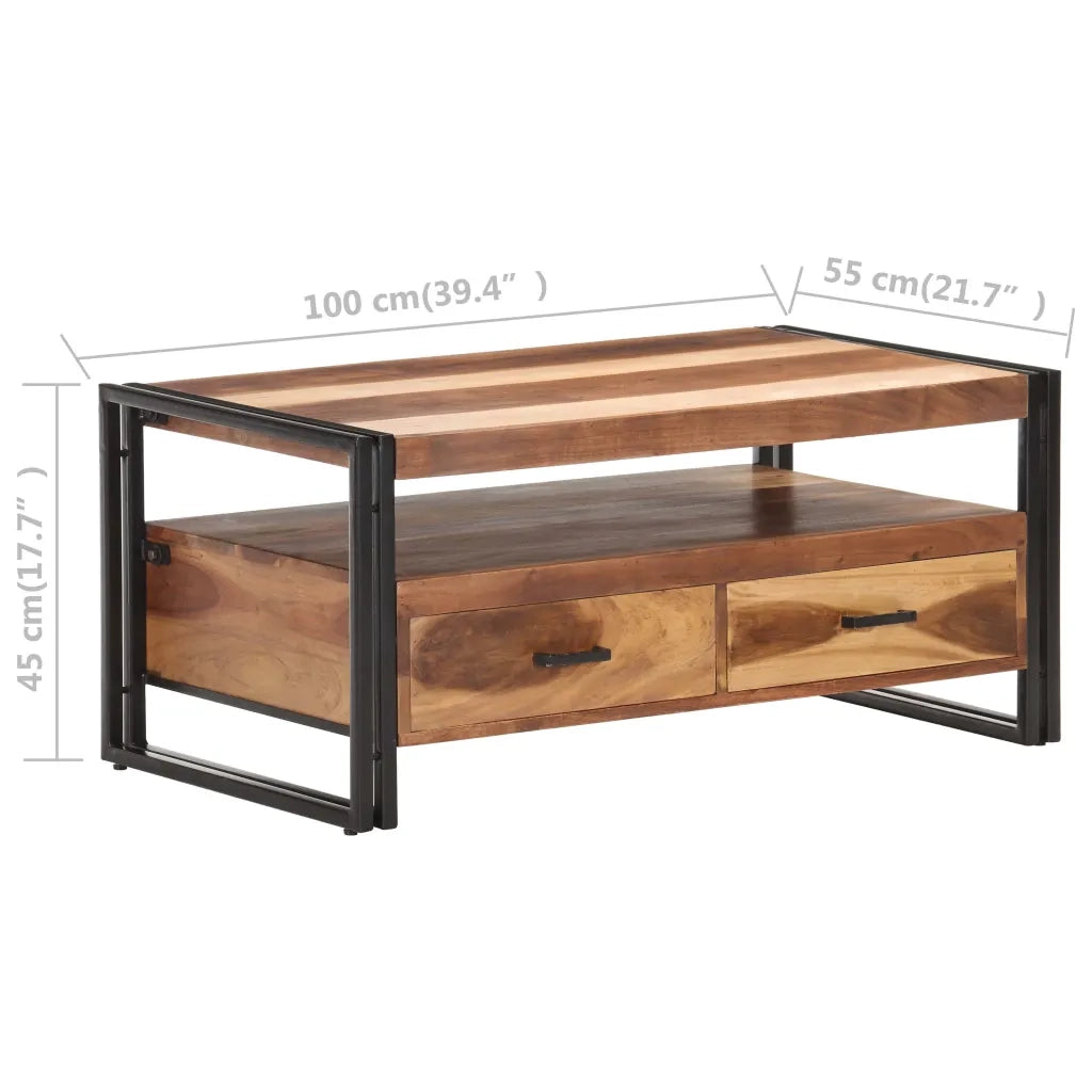 Tavolino 100x55x45cm in Massello Acacia con Finitura Sheesham cod mxl 54934
