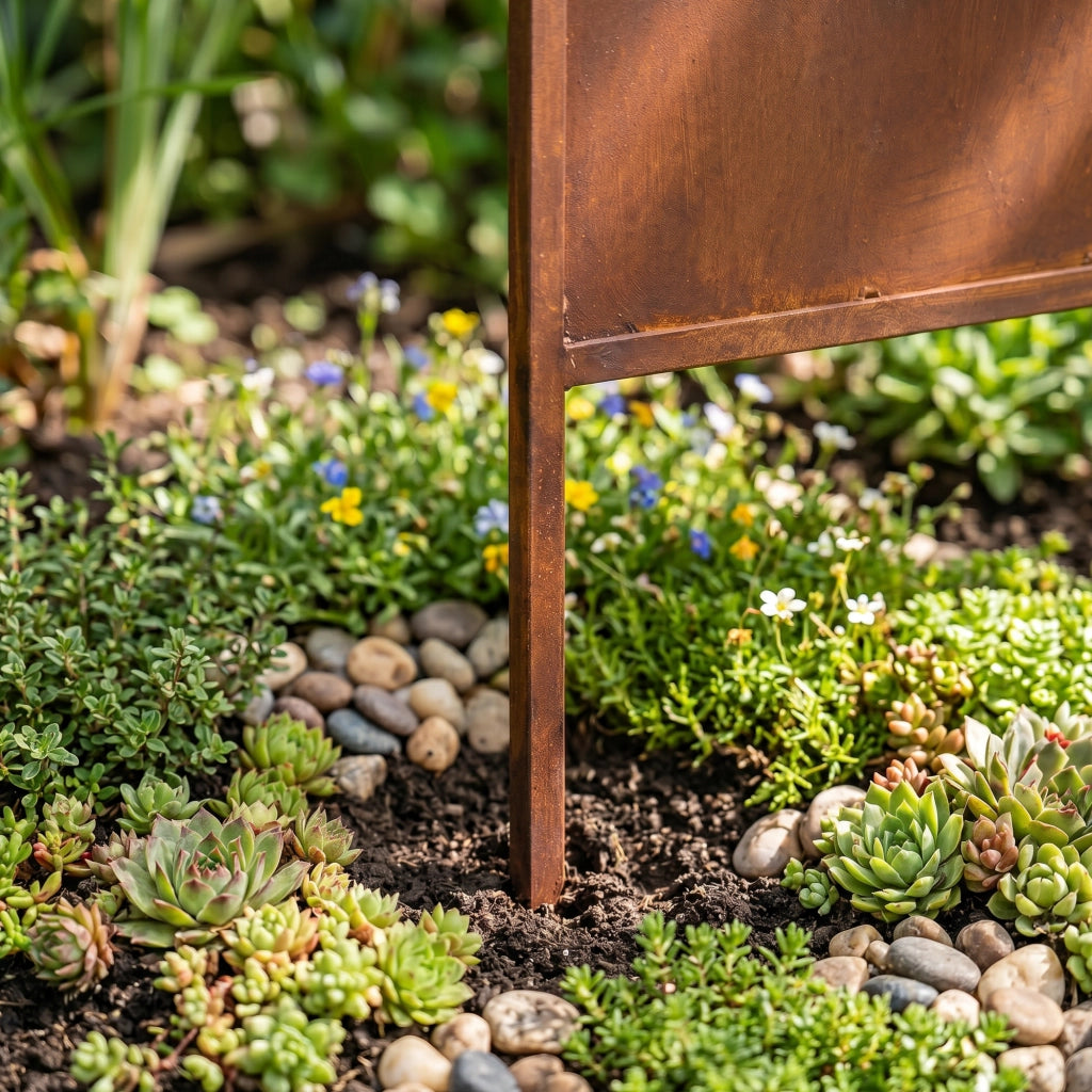 Set di 2 Pannelli Divisori Irsina Frangivista con Motivo Foglie 160x50 cm Acciaio Corten - Marrone Ossidato casa.pro