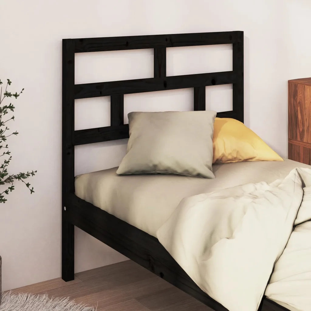 Testiera per Letto Nera 81x4x100 cm in Legno Massello di Pino 814173