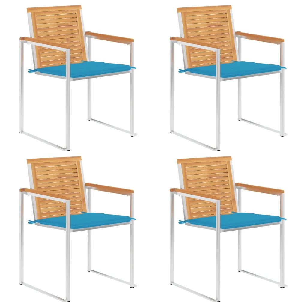Sedie da Giardino con Cuscini 4 pz in Legno Massello di Teak cod mxl 24241