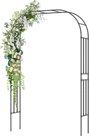 Arco da Giardino con Graticcio 153 cm x 240 cm, Supporto Metallico da Esterno per Piante Rampicanti, Vite di Uva e Fiori, Pergolato Decorativo per Cerimonie e Matrimoni