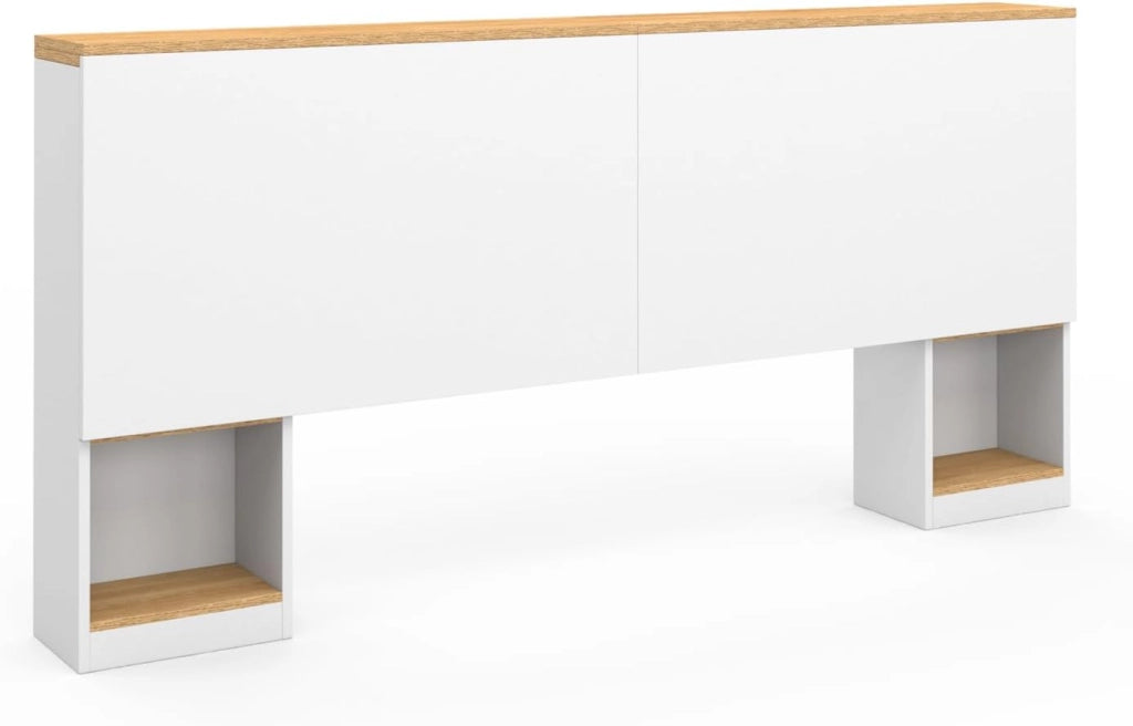 Cabecero extensible CATBA con almacenamiento deslizante para camas de 140 y 160 CM de madera y blancas