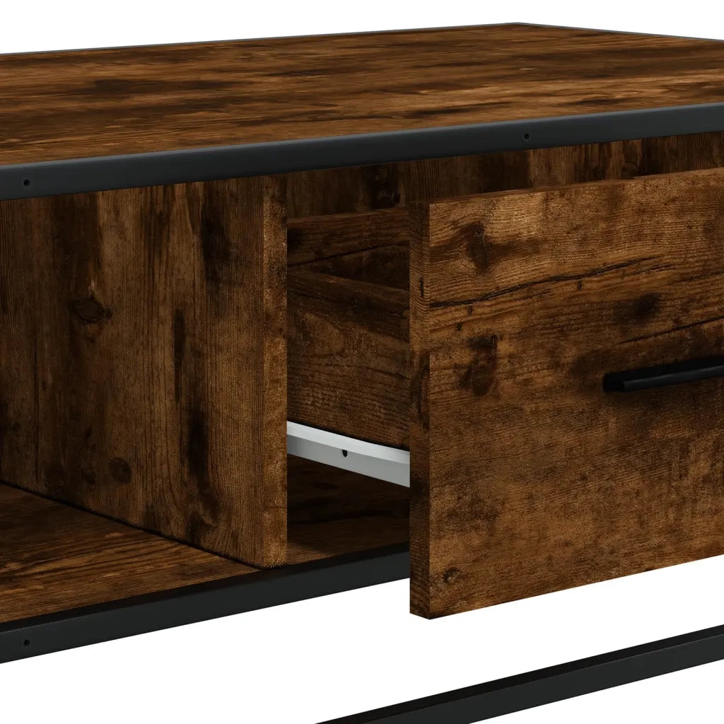 Tavolino da salotto | Tavolino da caff¨¨ | Tavolino da Soggiorno Rovere Fumo 100x57x35cm in Legno Multistrato e Metallo