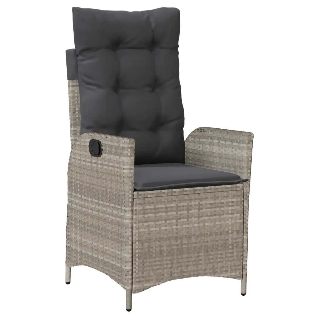 Set Pranzo da Giardino 5pz con Cuscini Grigio Chiaro Polyrattan