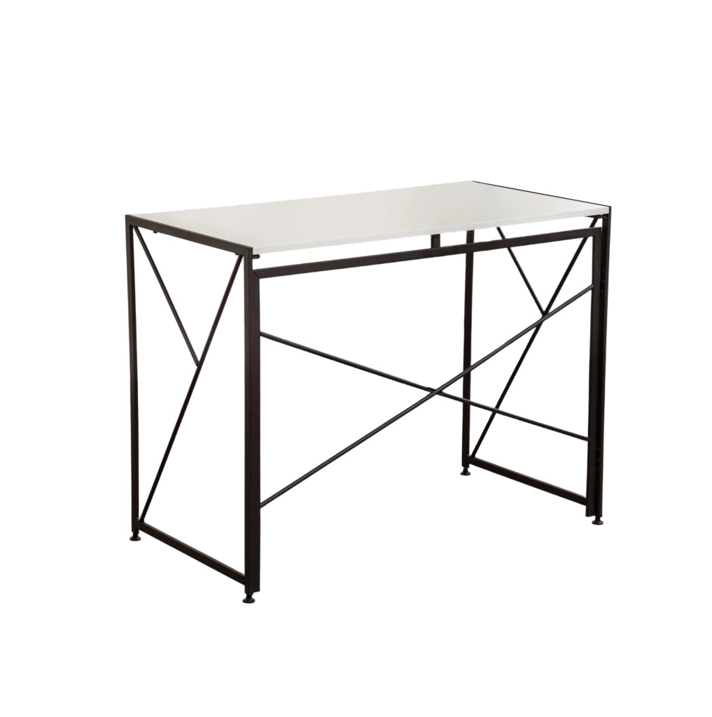 Scrivania pieghevole 99 x 50 x 75 cm in MDF e metallo bianca