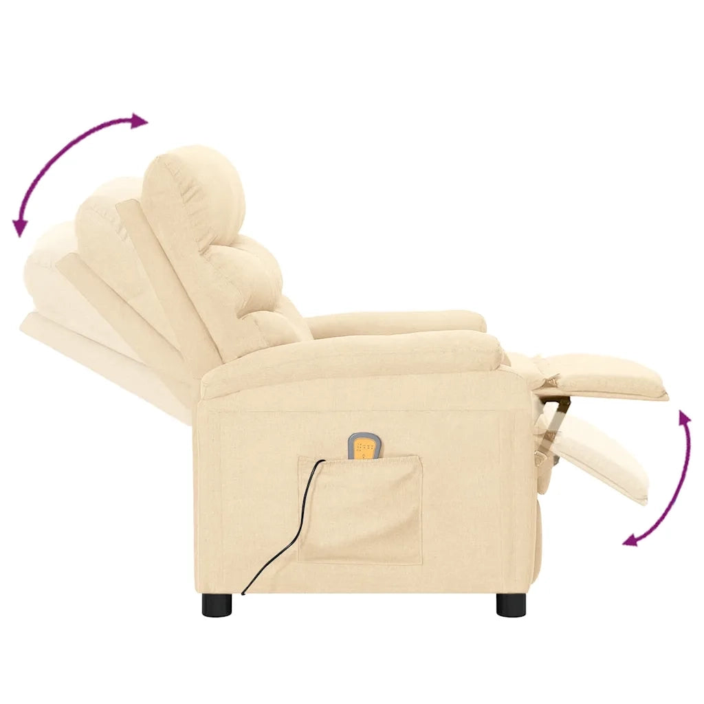 Poltrona Massaggiante Reclinabile Crema in Tessuto cod mxl 41344