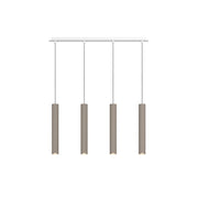 Lampadario Industrial-Minimal Xeana Metallo Bianco Marrone 4 Luci Gu10