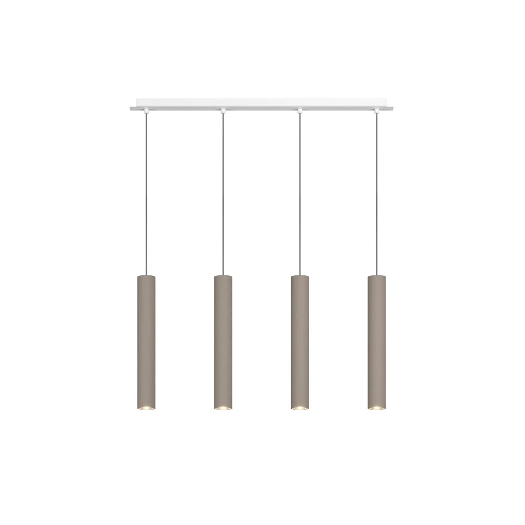 Lampadario Industrial-Minimal Xeana Metallo Bianco Marrone 4 Luci Gu10