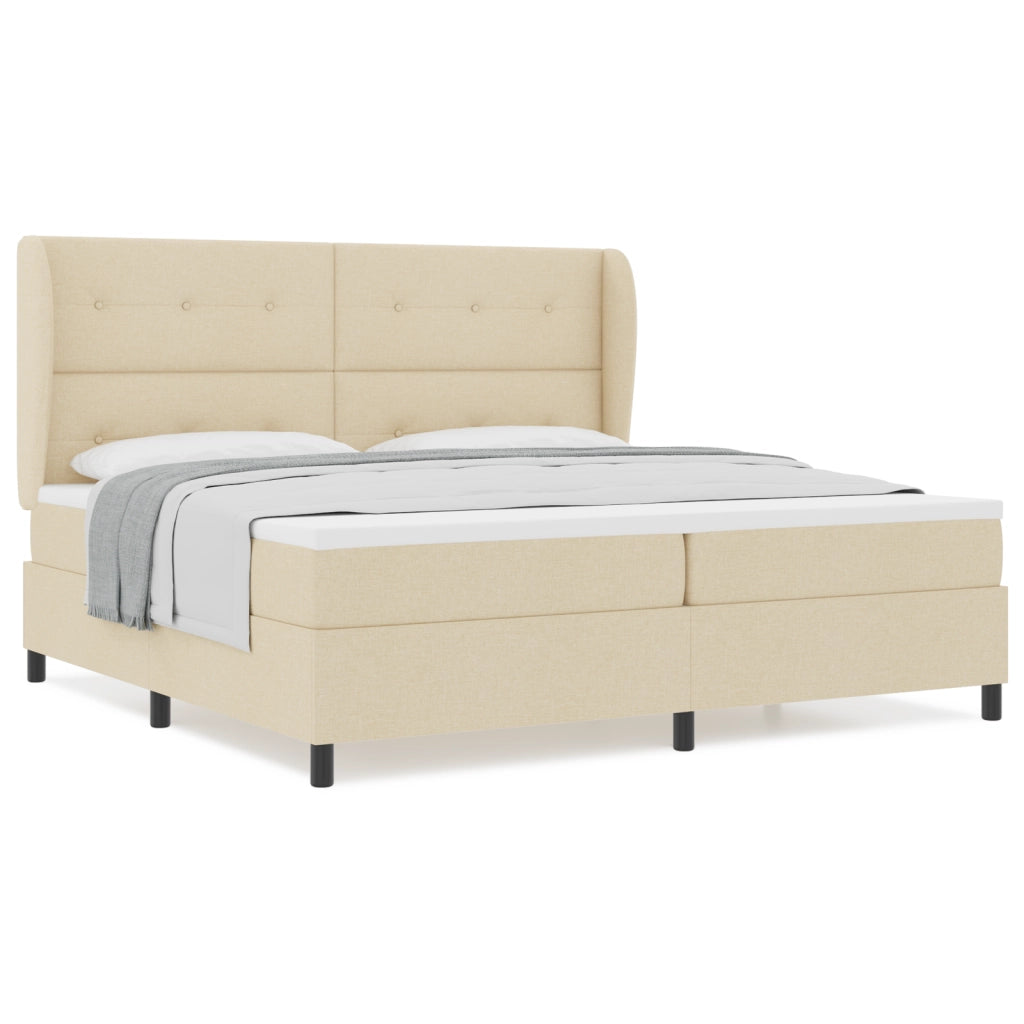 Letto a Box con Materasso - Panna, 200x200 cm Tessuto