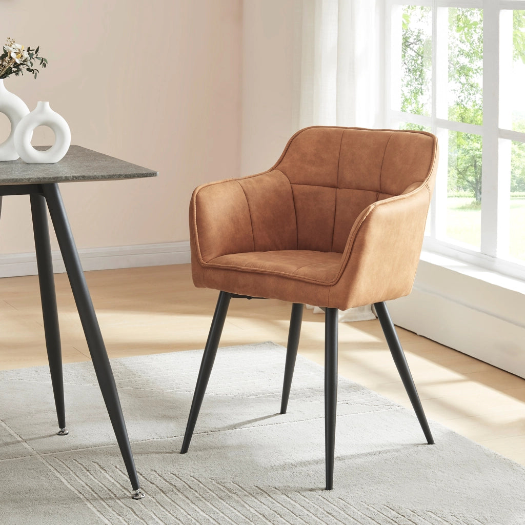 Sedia per Sala Pranzo Birmingham Effetto Velluto Marrone [en.casa]