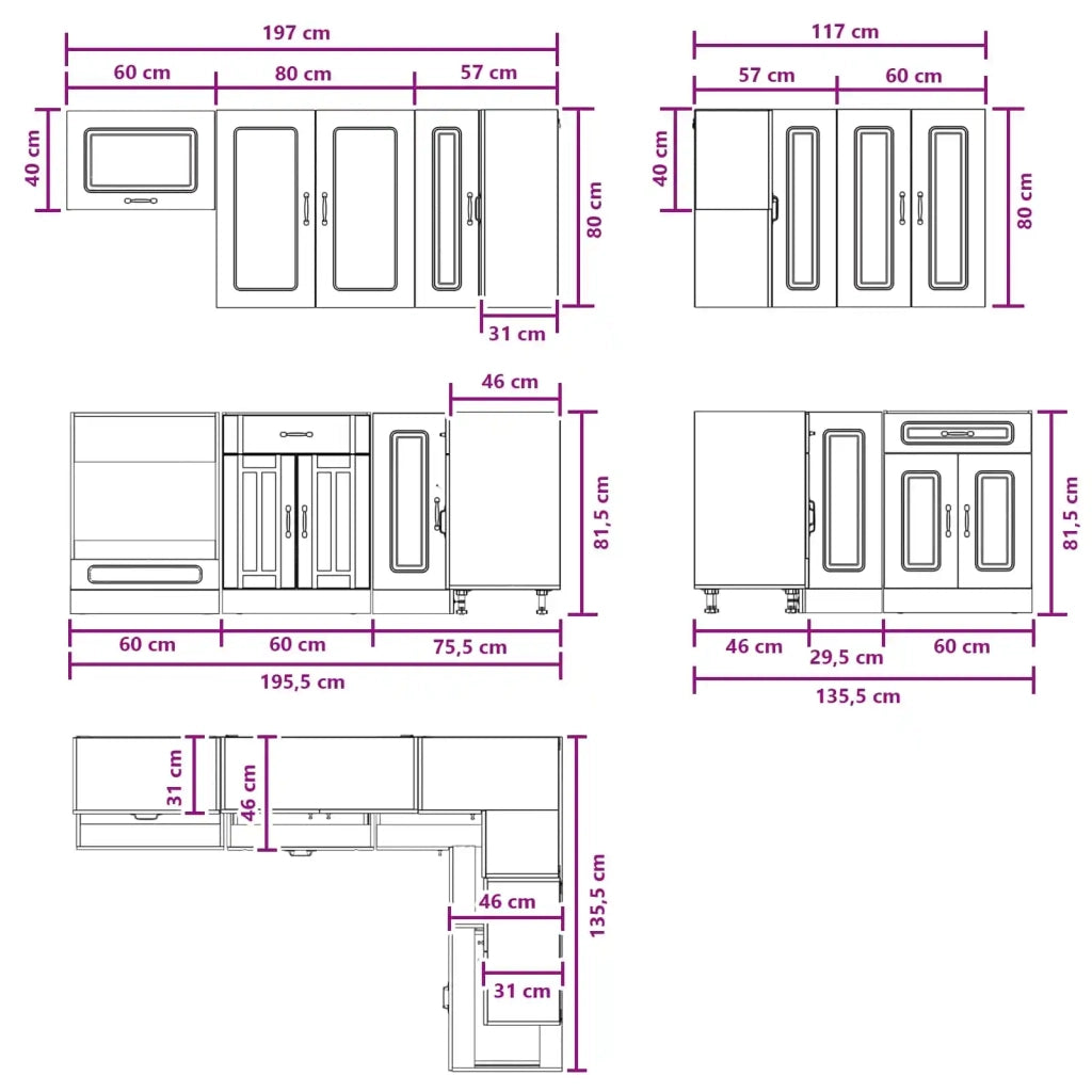 Unità Cucina KALMAR 8 pcs Bianco Legno ingegnerizzato 3438447