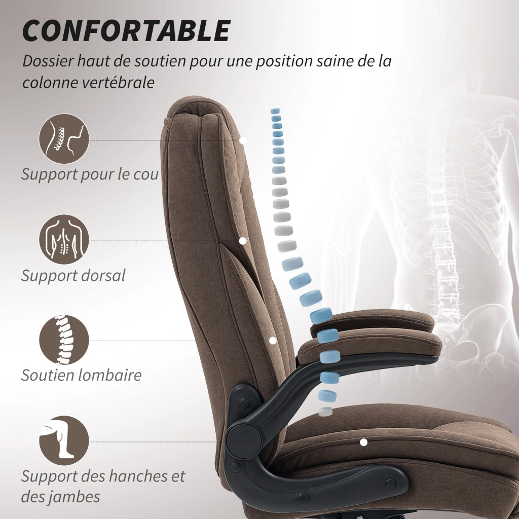 Sedia da ufficio ergonomica ¨C Xylo ¨C Altezza regolabile, braccioli ribaltabili, 70x70x114-122 cm, marrone