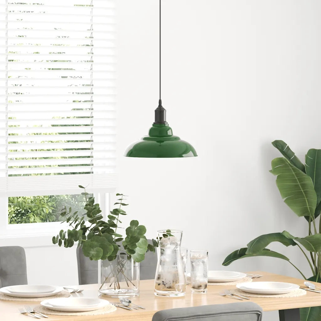 Lampada a Sospensione Regolabile E27 Verde Lucido ?31cm Metallo CFW7465765