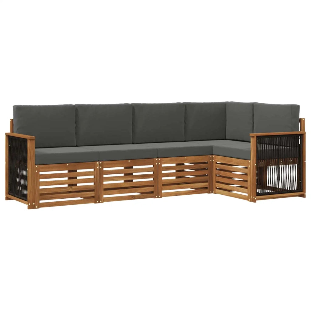 Set divano sezionale con cuscino 4 pcs Naturale e Antracite 3384353
