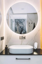 Specchio LED con Illuminazione - Ø60 cm, Montaggio a Parete, Luce Gialla