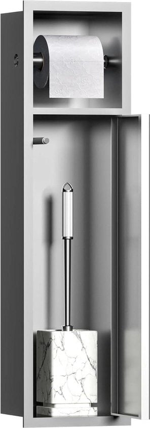 Cassa da bagno in acciaio inossidabile alta con contenitore per carta igienica e spazzola per il bagno integrati 

 Specifiche tecniche: modello 12345, altezza 180 cm, larghezza 60 cm, profondità 30 cm