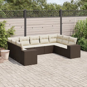 Set Divani da Giardino 9pz con Cuscini Marrone in Polyrattan 3223002
