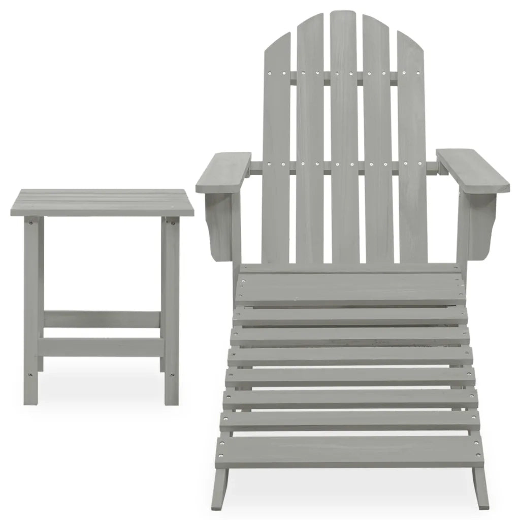 Sedia Giardino-Sedia da esterno Adirondack Ottomana Tavolo Abete Massello Grigio