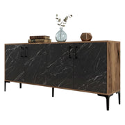 Madia Pollein, Credenza 2 Ripiani, 180x35x78h cm Nero Marmo