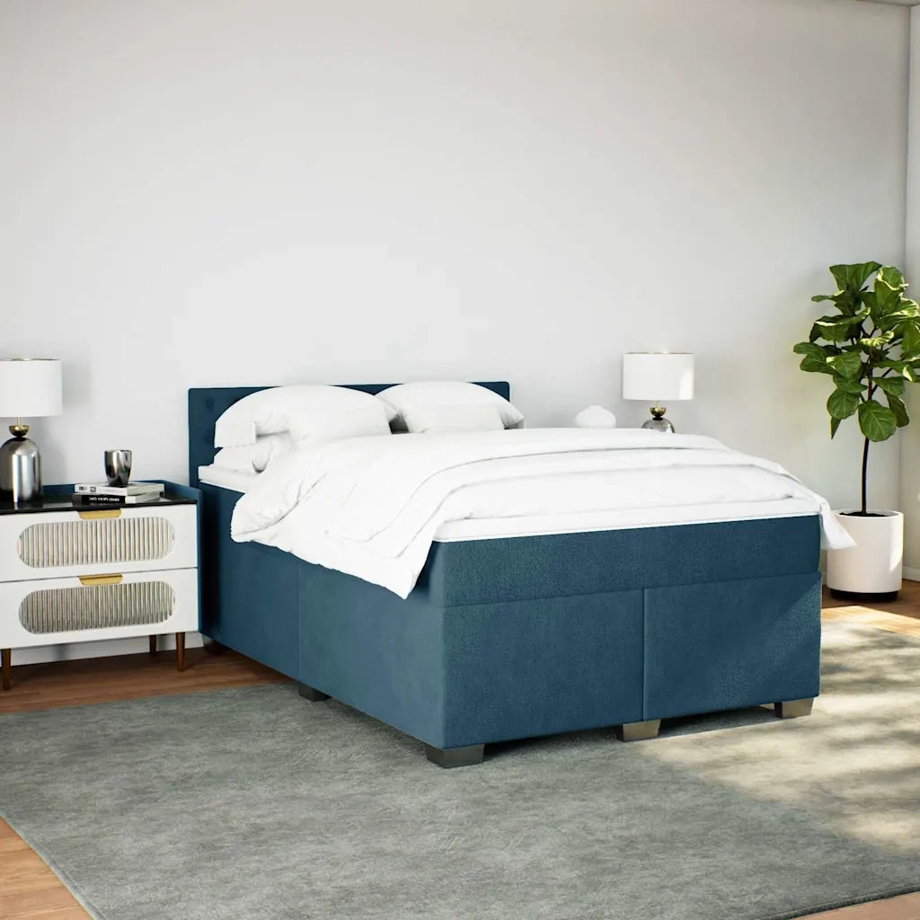 Giroletto a Molle con Materasso Blu Scuro 140x190 cm in Velluto