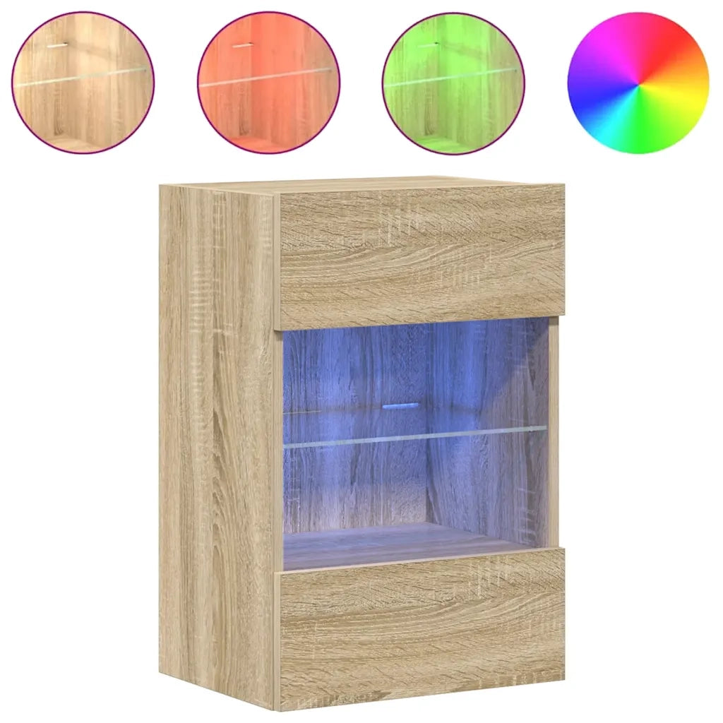 Mobili da parete con luci LED per TV 2pz-Set di 2 Credenza per TV Rovere Sonoma 40x30x60,5 cm