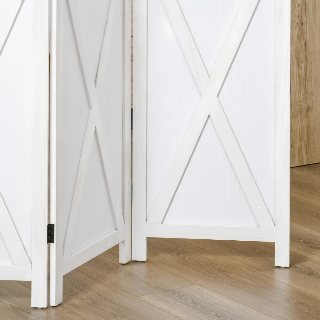 Paravento 4 Pannelli Legno Paulownia ¨C Xylo ¨C Bianco Stile Campagnolo