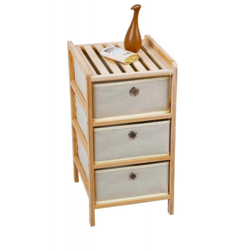 Set di 8 CASSETTIERE LEGNO CORINE NAT/BEIGE 3CASSETTI KUN