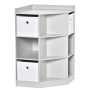 Scaffale angolare per bambini con 3 box contenitore, 9 scomparti, grigio, 57,4 x 57,4 x 94 cm