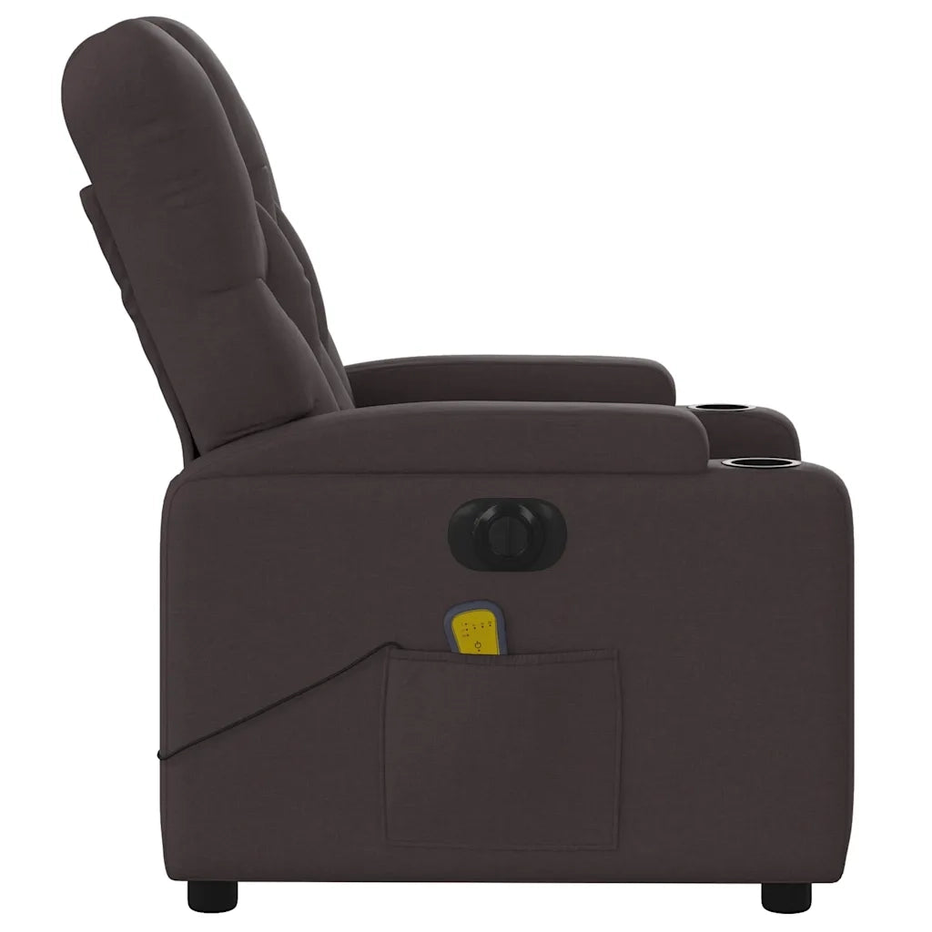 Divano Sedia-Poltrona Massaggio Reclinabile Elettrica Marrone Scuro Tessuto 724955
