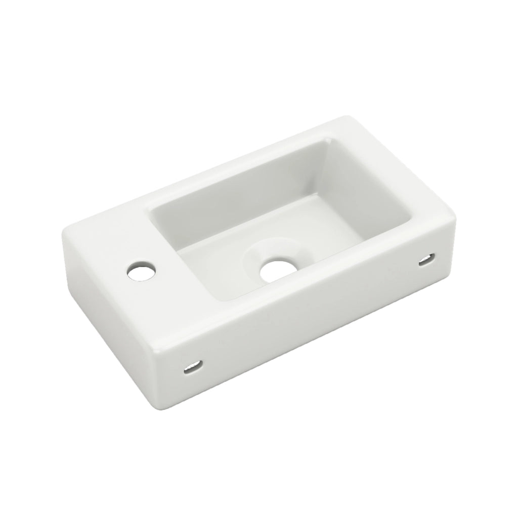 Mobile bagno bianco con lavabo in ceramica e anta soft-close