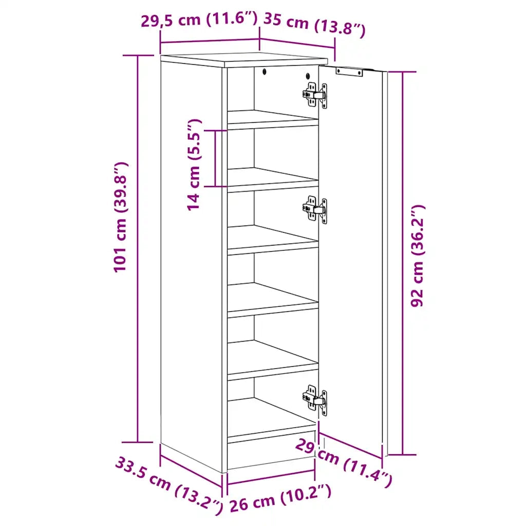 Scarpiera Bianca 30x35x100 cm in Legno Multistrato 811430