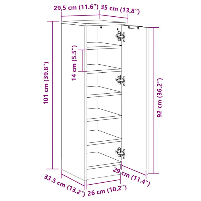Scarpiera Bianca 30x35x100 cm in Legno Multistrato 811430