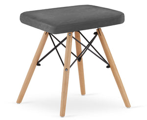 Valora PEKO Sgabello Velluto Grigio Gambe Naturali x4