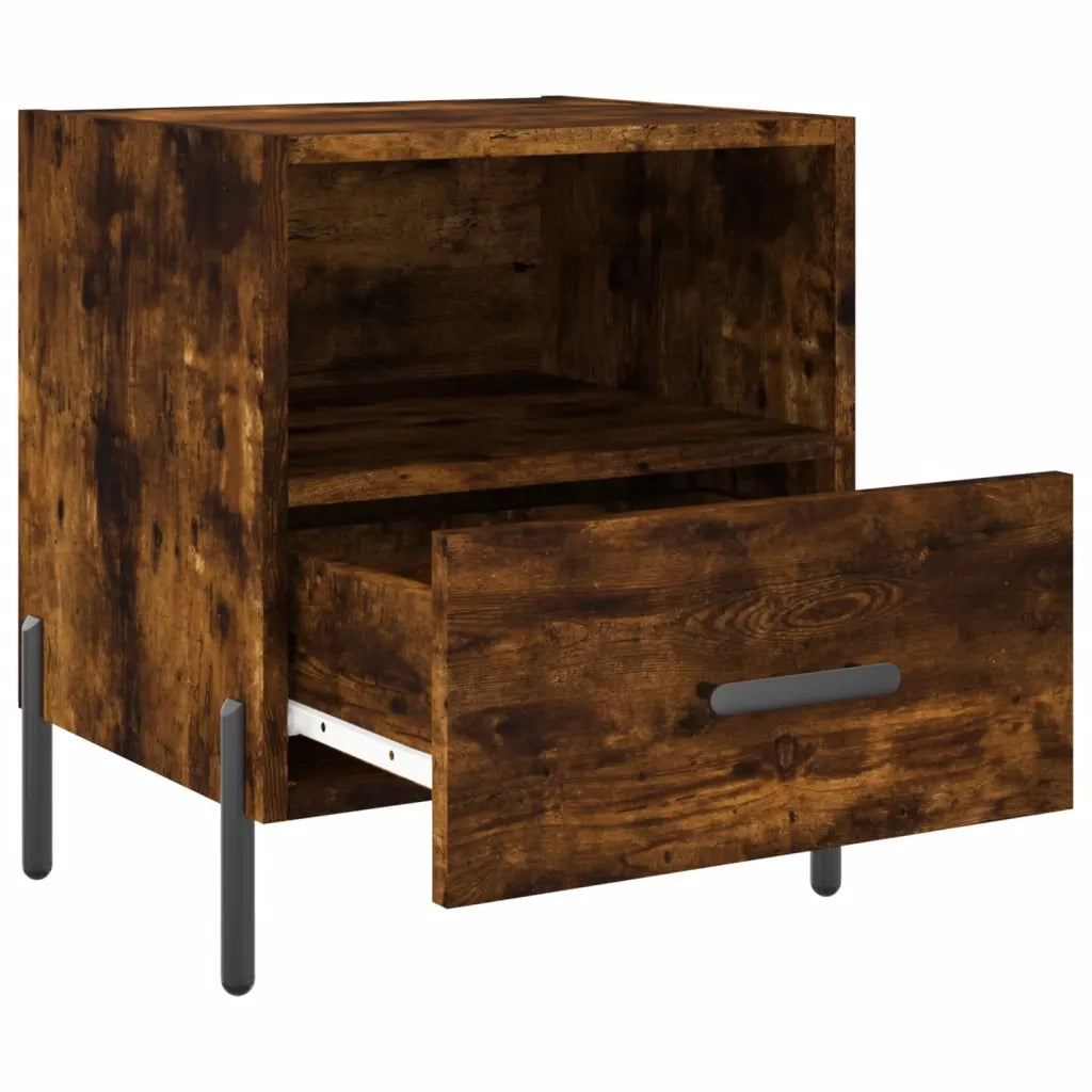 Set di 2 Comodini | Armadio da Notte | Mobiletto da notte Rovere Fumo 40x35x47,5 cm in Legno Multistrato