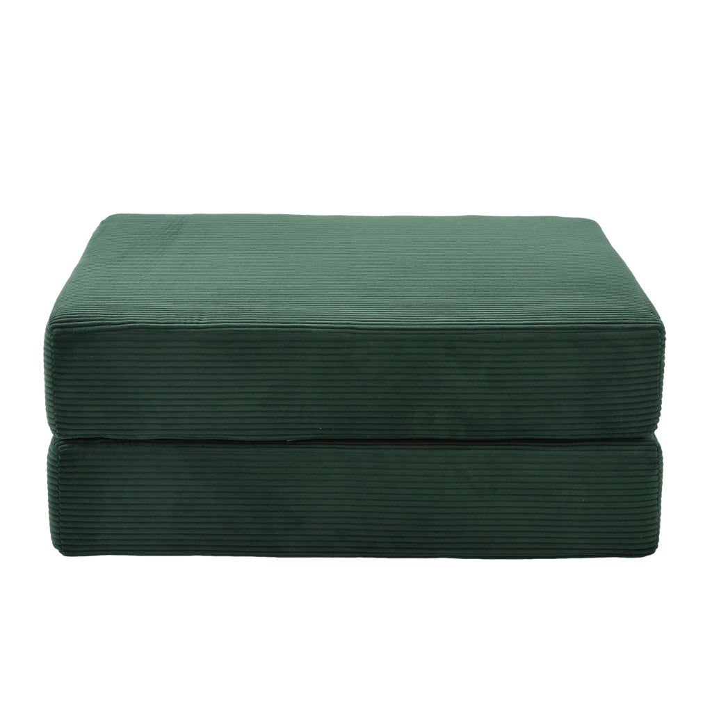 Poggiapiedi pieghevole con funzione letto e design modulare in velluto a coste - smeraldo