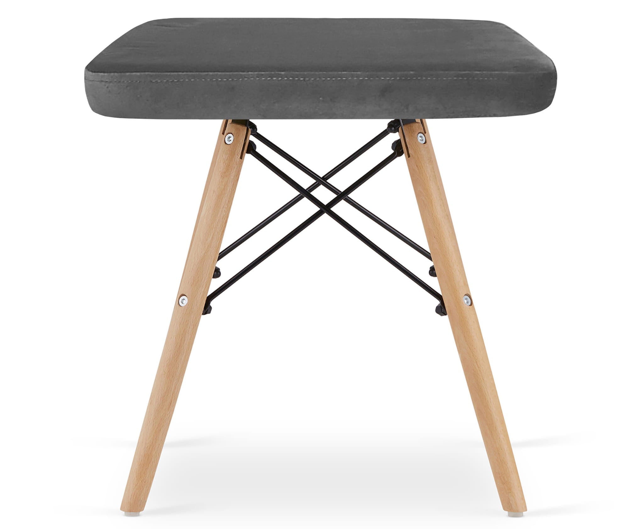 Valora PEKO Sgabello Velluto Grigio Gambe Naturali x4